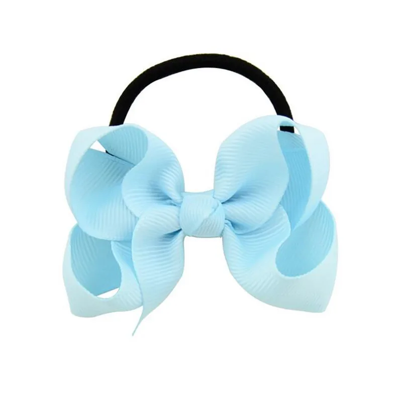 light blue 3 дюймовые Детские бантики для волос, банты для волос для девочек, резинки для волос, эластичная лента для волос, женские аксессуары для волос, веревка, резинка, резинка - Цвет: light blue
