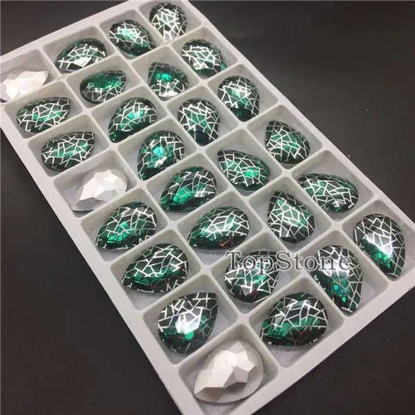 green zircon Цвет с украшением в виде кристаллов патиной 13X18 мм Хрустальные роскошным камнем, Стекло капли бусины высокое качество ювелирных изделий - Цвет: green zircon