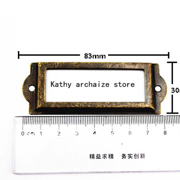 Antique Iron Label Frame Card Holder large 83*30mm Name sign shelf display filing sorting Library classification wood working |