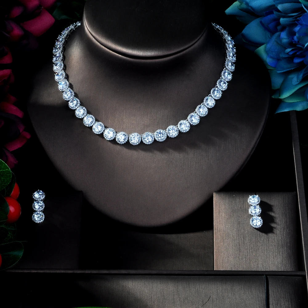 HIBRIDE Round CZ Stone Luxury Women Nigerian Wedding Naija Bride Cubic Zirconia Necklace Dubai 4PCS Dress Jewelry Set N-275 | Украшения и