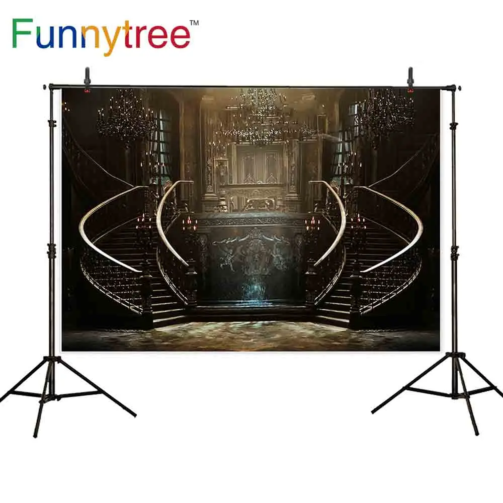 

Funnytree backgrounds for photography studio vintage old Castle magic stairs dark backdrop professional photobooth photocall