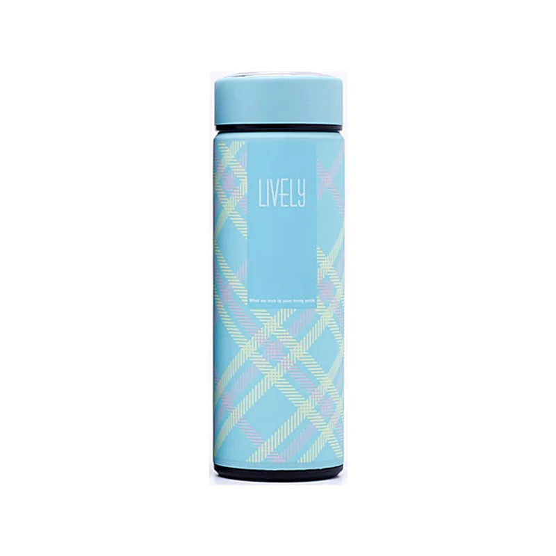 UPORS 480 мл Классический Полосатый термос из нержавеющей стали вакуумная колба Кофе Чай Кружка термо-чашки Изолированная Вакуумная бутылка для воды - Цвет: Light Blue