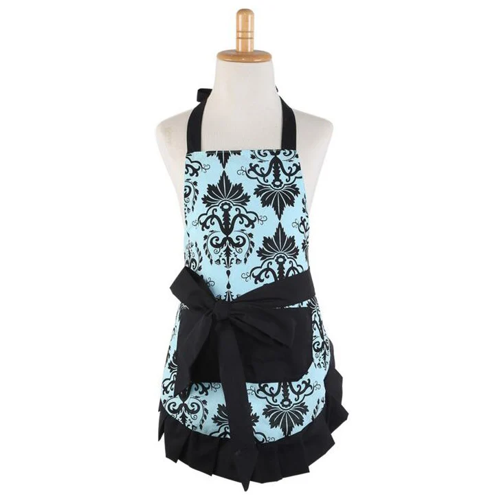 a kids apron Мать и дочь родитель фартук хлопок печать милые фартуки с карманами по дому барбекю DIY живопись цветок передник фартук черный - Цвет: a kids apron