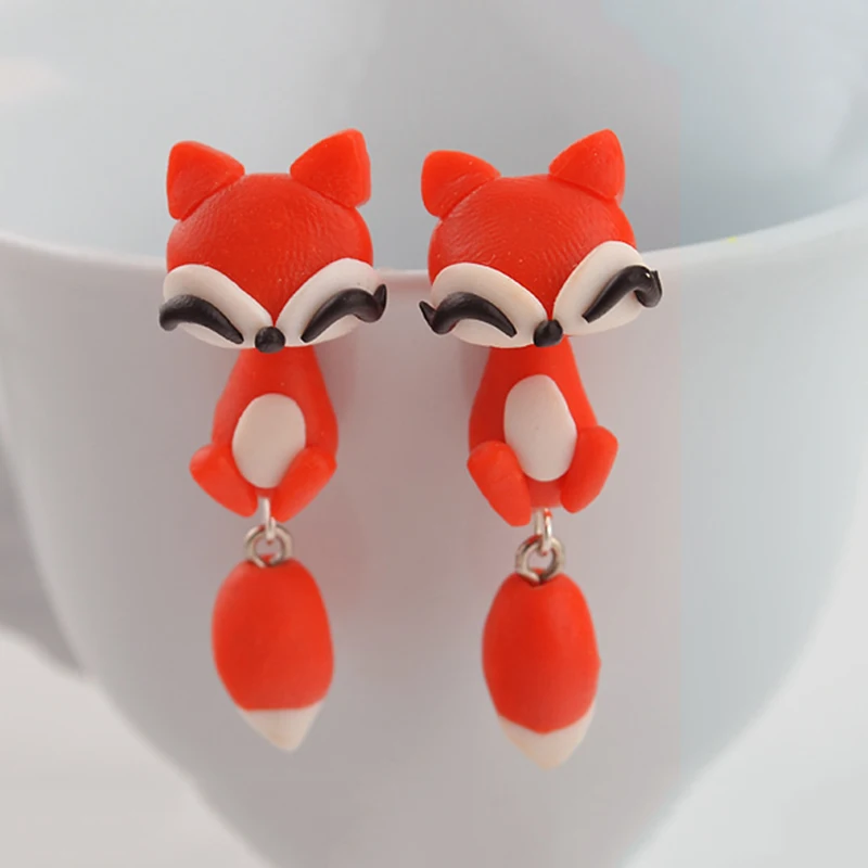 Серьги-гвоздики Anise из полимерной глины 3D ручной работы с милыми рисунками тигра