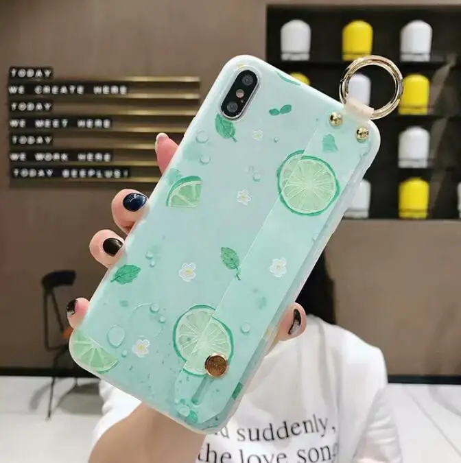 Ourdeals карамельный цвет на запястье цепочка чехол для телефона для iphone 8 6 6s plus XS MAX X мягкий чехол для iphone 7 Чехол для XR чехол Cuque - Цвет: C