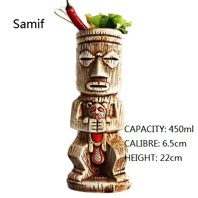 Samif Креативная керамическая чашка TIKI Hawaii для шампанского, чашка TIKI, чашка для красного вина, чаша для коктейля, стеклянная кружка, подарок на день рождения для влюбленных - Цвет: Samif
