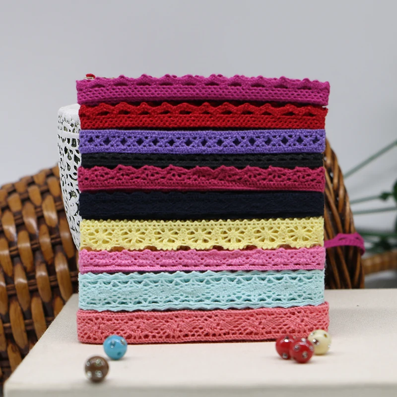 Хлопчатобумажная кружевная ткань для рукоделия 50 ярдов разные цвета ширина 1 см |