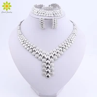 nigerian wedding african beads jewelry set women african costume jewelry set dubai silver plated necklace sets