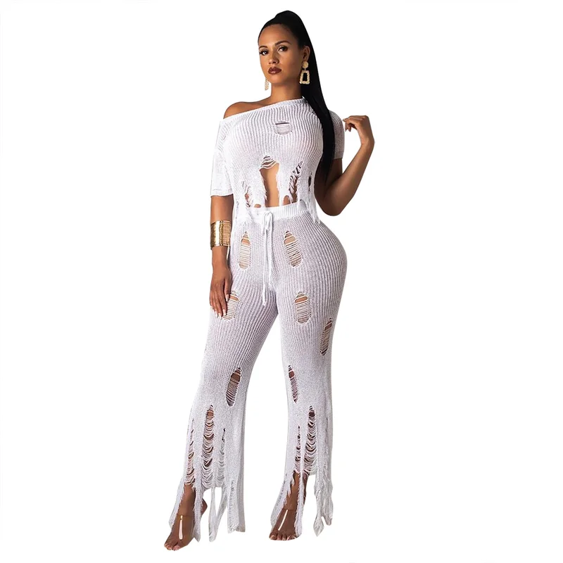 Женский трикотажный сексуальный комплект из 2 предметов Летние повседневные