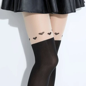 Модный новый дизайн, стильные женские колготки iurstar в виде сердца для ночных клубов, черные тонкие прозрачные высокие чулки, колготки с татуировкой