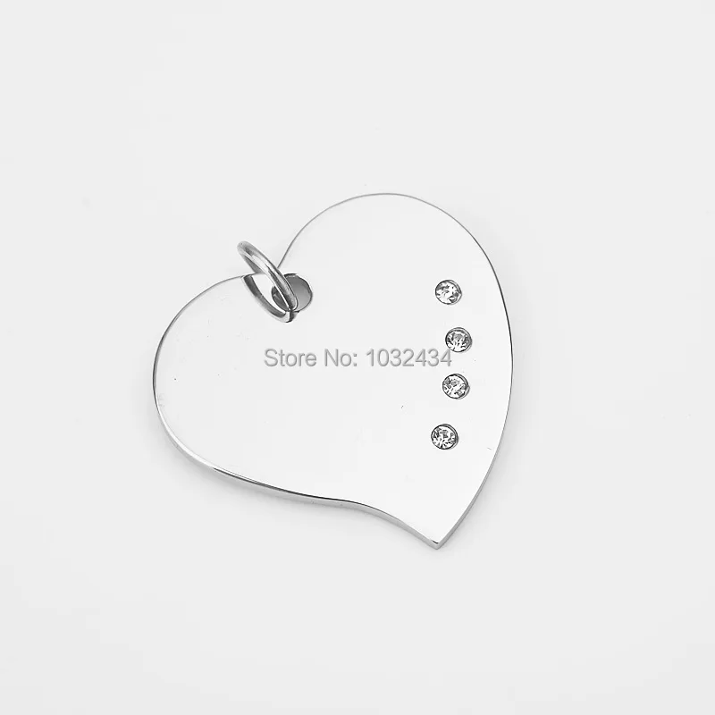 30 шт./лот из нержавеющей стали в форме сердца собака бирка ожерелье кулон пустой