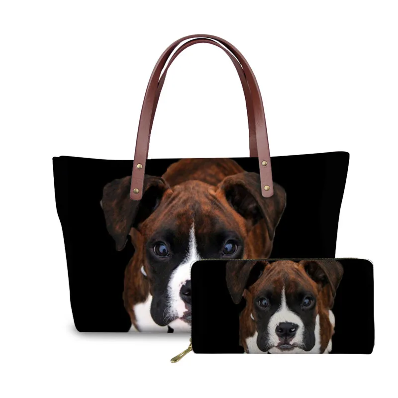 YQ2986ALZ21 FORUDESIGNS/милые боксеры собака 3D печать сумки на плечо для женщин Дорожные сумки женские топ-ручка сумка и кошелек женский мешок основной - Цвет: YQ2986ALZ21