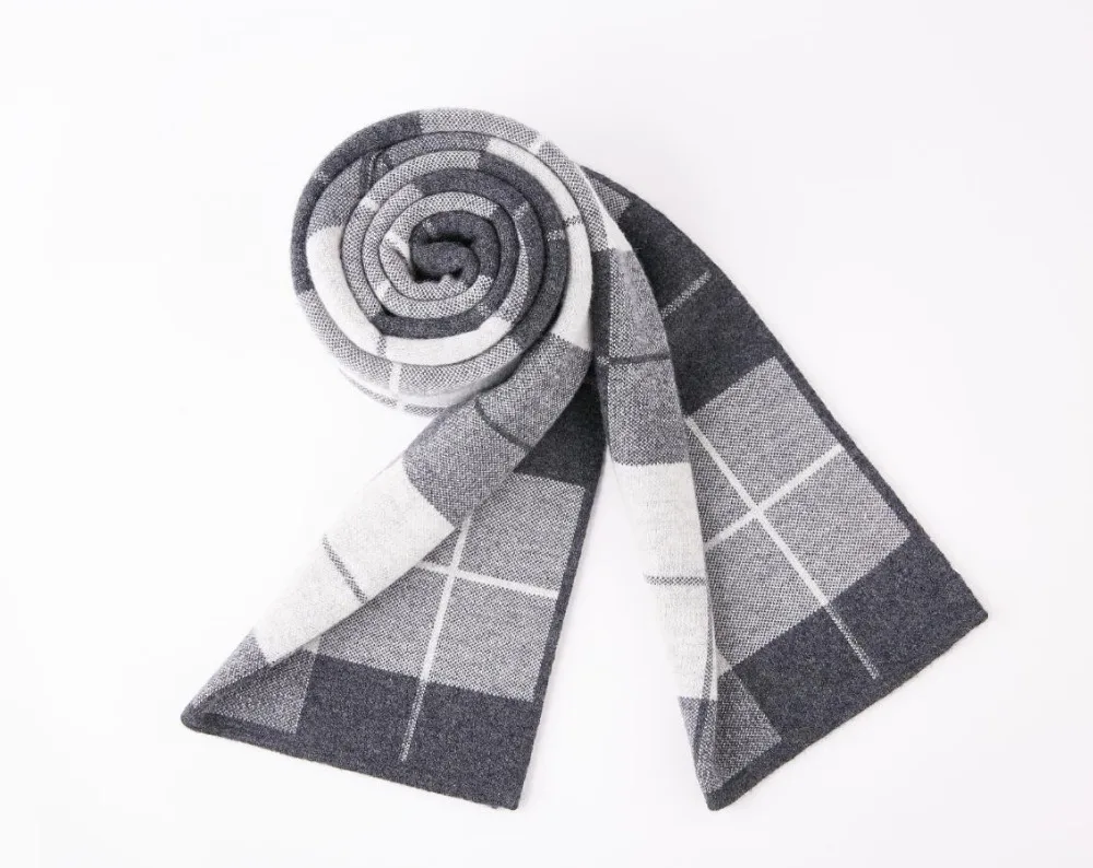 Новое поступление 100% шерстяной шарф мужской теплый осенне зимний клетчатый