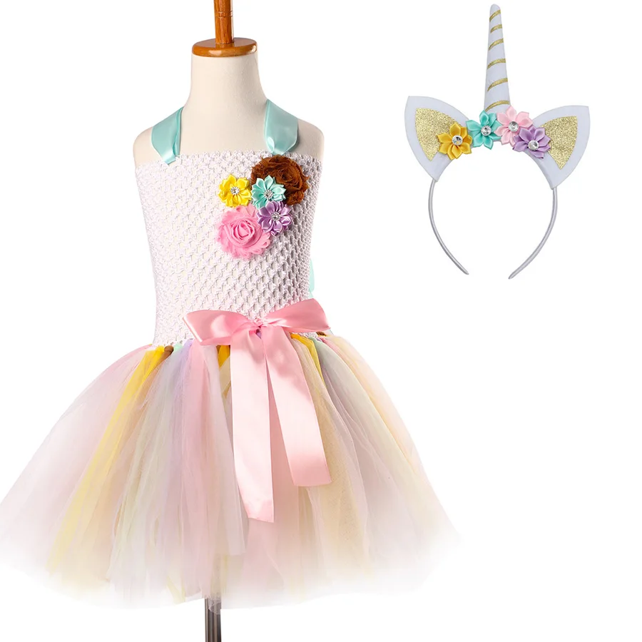 Элегантные платья-пачки для девочек с радужным единорогом детское платье дня