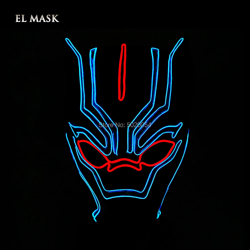 

Высококачественная светящаяся маска EL для косплея супергероев, светящаяся маска, Черная пантера, светодиодсветодиодный светящаяся маска