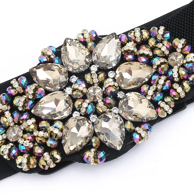 Diamond Waist Belt Decoration Flower Belt Large Diamond Girdle Ladies Fashion All-match New Wide Belt Brand Women