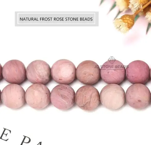 FROST ROSE STONE Натуральный черный в полоску Родохрозит граненый камень 4/6/8/10/12 мм Палочки Размеры Мороз круглые бусины Свободные Spacer Бусины для изготовления ювелирных изделий - Цвет: FROST ROSE STONE