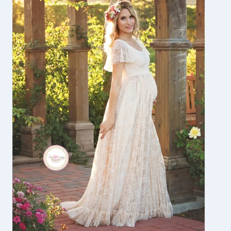 

2017 Women White Skirt Maternity Photography Props Lace Pregnancy Clothes Maternity Dresses For pregnant Photo Shoot Clothing