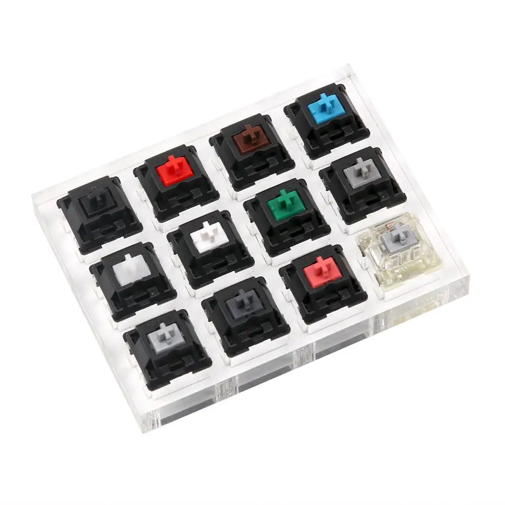 12 Cherry MX переключатели прибор для проверки Клавиатуры Комплект прозрачные брелки пробоотборник PCB механическая клавиатура полупрозрачные брелоки инструмент тестирования