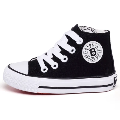 Style 1 black Парусиновая детская обувь спортивные дышащие кроссовки для мальчиков Брендовая детская обувь для девочек Белые Повседневные детские ботинки на плоской подошве 23-37 - Цвет: Style 1 black