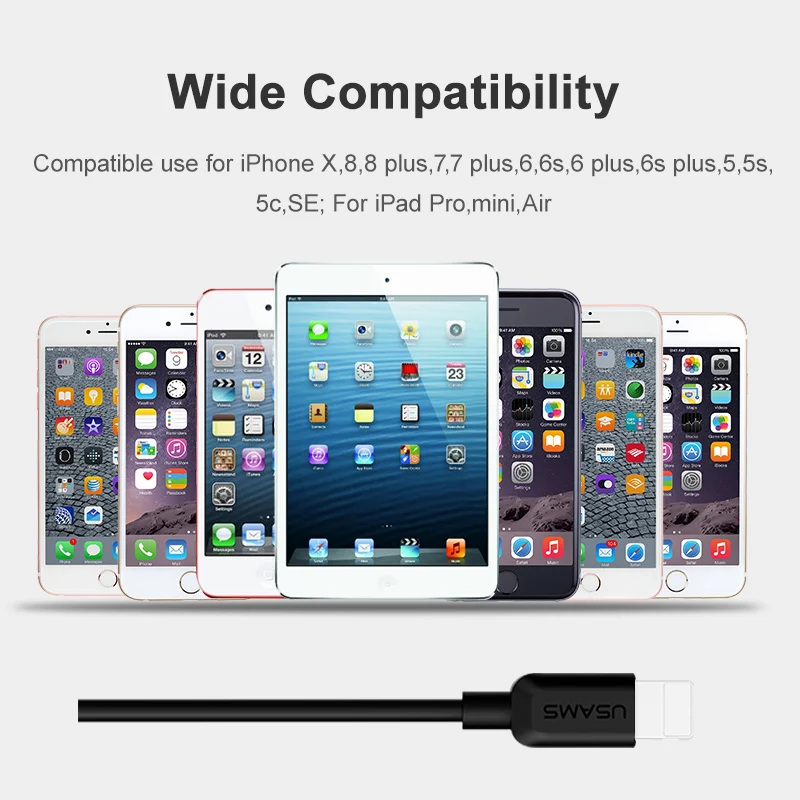 USAMS 3 шт./лот USB кабель для iPhone X XS XR MAX 1 м 0 25 синхронизации данных и зарядки ipad iphone 8 7 6