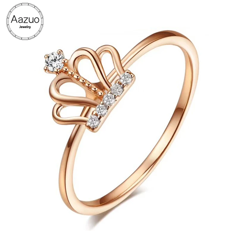 

Aazuo 18K Rose Gold Real Diamonds 0.05ct IJ Si Imperial Crown Ring for Woman Charm Jewelry Gift Real Gold Au750