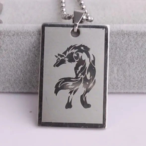 

silver color tags wolf 316L Stainless Steel pendant necklaces bead chain for men women wholesale