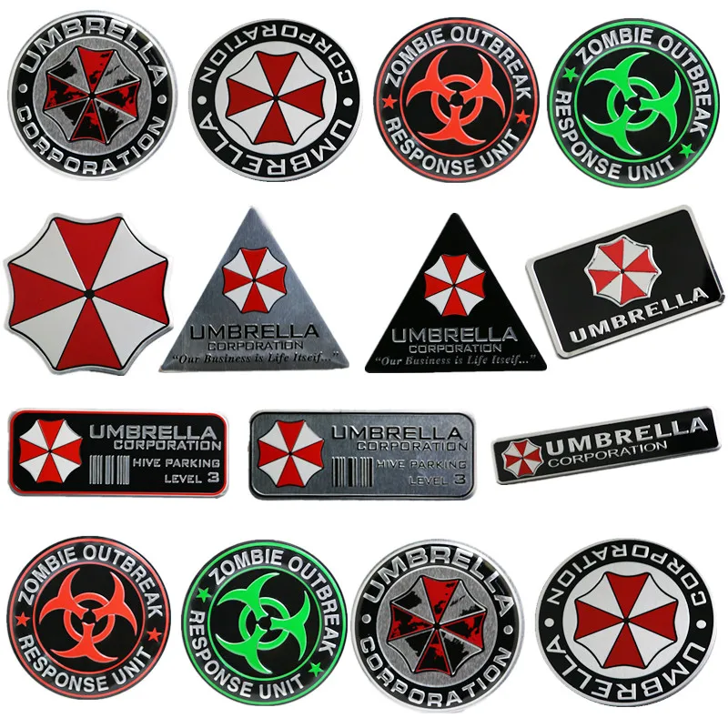 3D Resident Evil Umbrella Corporation Стикеры Алюминий Сплав Надписи эмблемы для украшения знак
