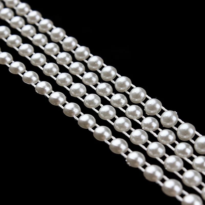 5 м/лот диаметр 4 мм плоская задняя круглая белая цепь из АБС-пластика в рулонах с