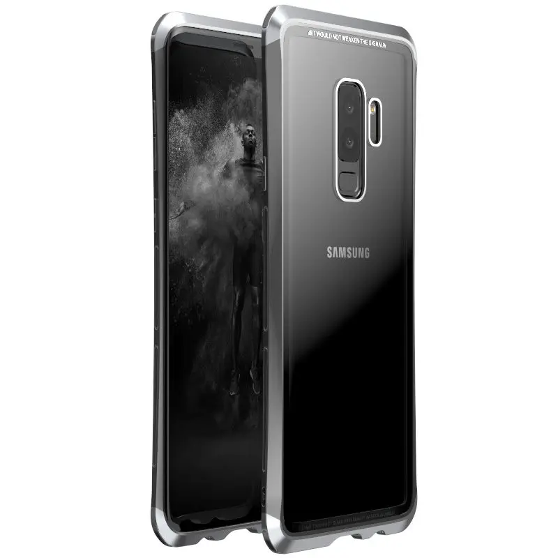 Металлический бампер для samsung Galaxy S9 чехол S 9 прозрачный стеклянный чехол для Galaxy S9 чехол для samsung Galaxy S9 Plus чехол - Цвет: Black and Silver
