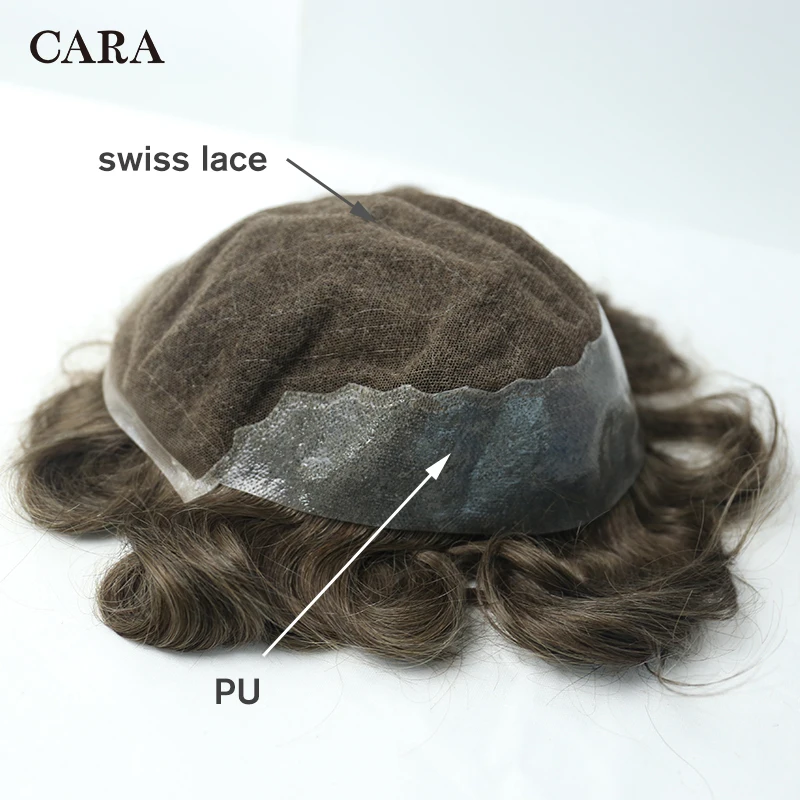 

10x8 Men Hair Toupee Swiss Lace Front Center Poly Perimeter Hair Replacement System Lace & PU Toupee Brazilian Remy Human Hair