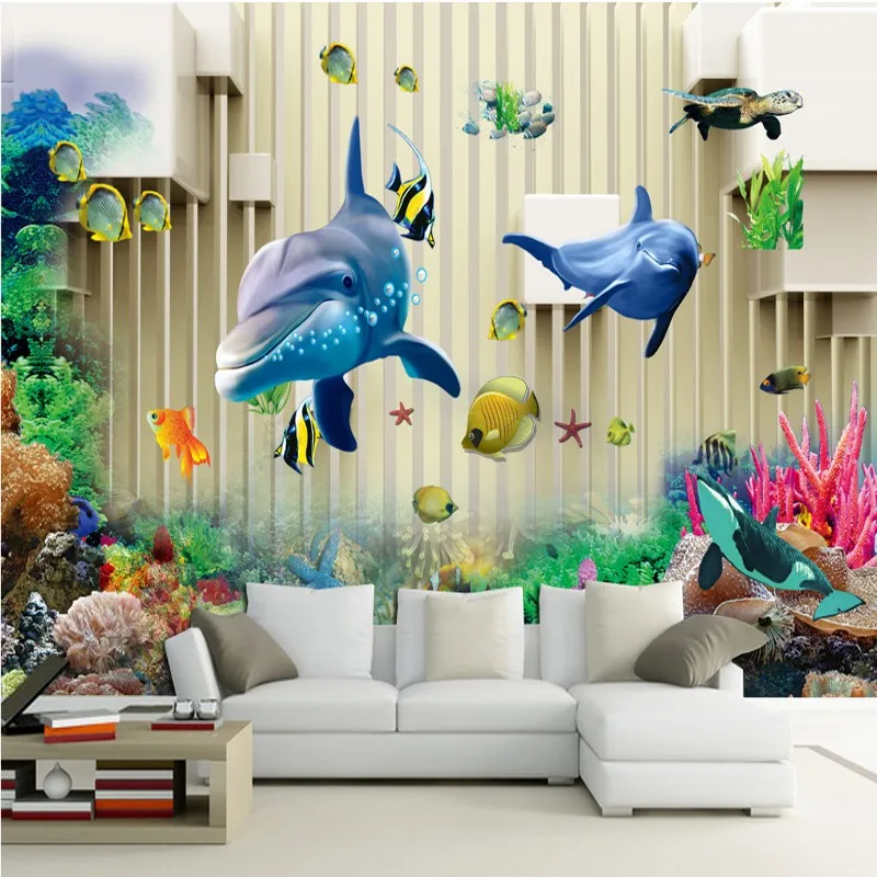 Custom 3d wallpaper 3D Stereo Living Room Underwater World TV Wall lobby custom studio office high quality mural | Обустройство дома