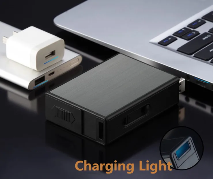 Перезаряжаемая электронная USB Зажигалка Беспламенное ветрозащитное покрытие для табака чехол для прикуривателя с держателем для сигарет чехол