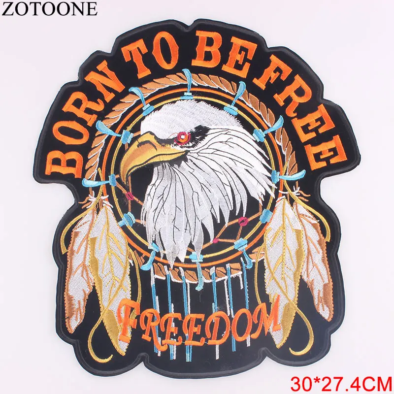 ZOTOONE большая панк Байкерская нашивка с железной вышивкой Live To Ride Born Free американская Классическая большая мотоциклетная нашивка для одежды C