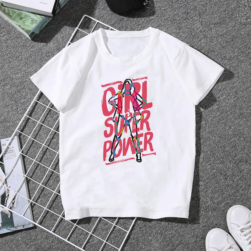 Феминистки Harajuku женские футболки феминизм grl PWR Ullzang футболка Девушка Мощность 90 s футболка с изображением гранж эстетику футболки Для женщин топы - Цвет: 2359