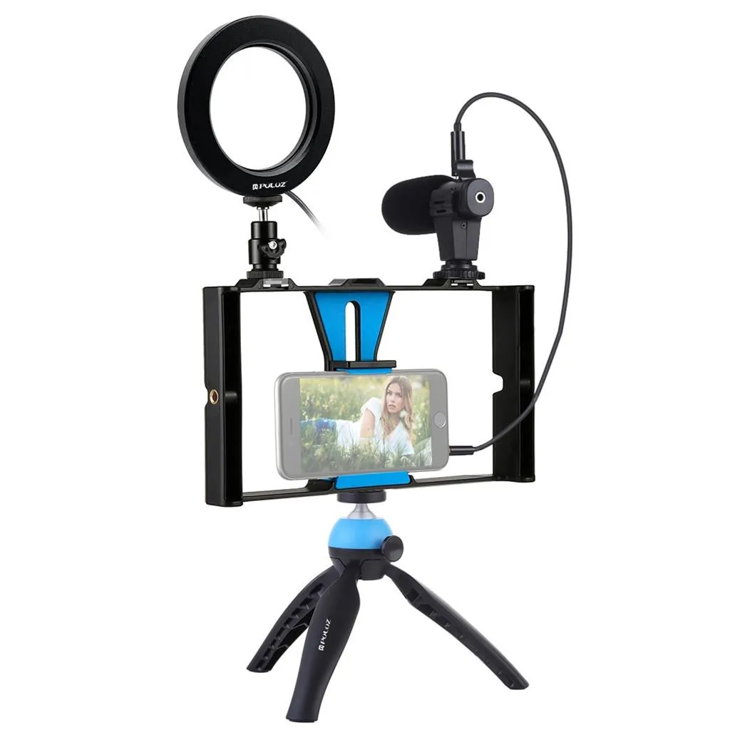OMESHIN 4 в 1 Vlogging Live Broadcast смартфон видео установка + кольцо LED свет микрофон крепление