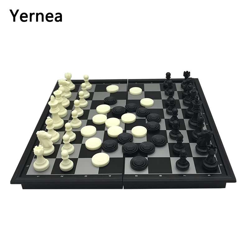 Шахматы Yernea складные магнитные шахматы двойного назначения набор настольной