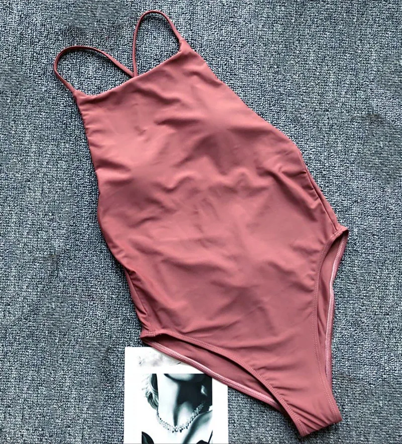 2018 Сексуальная Холтер Одна деталь купальник Для женщин купальники однотонный