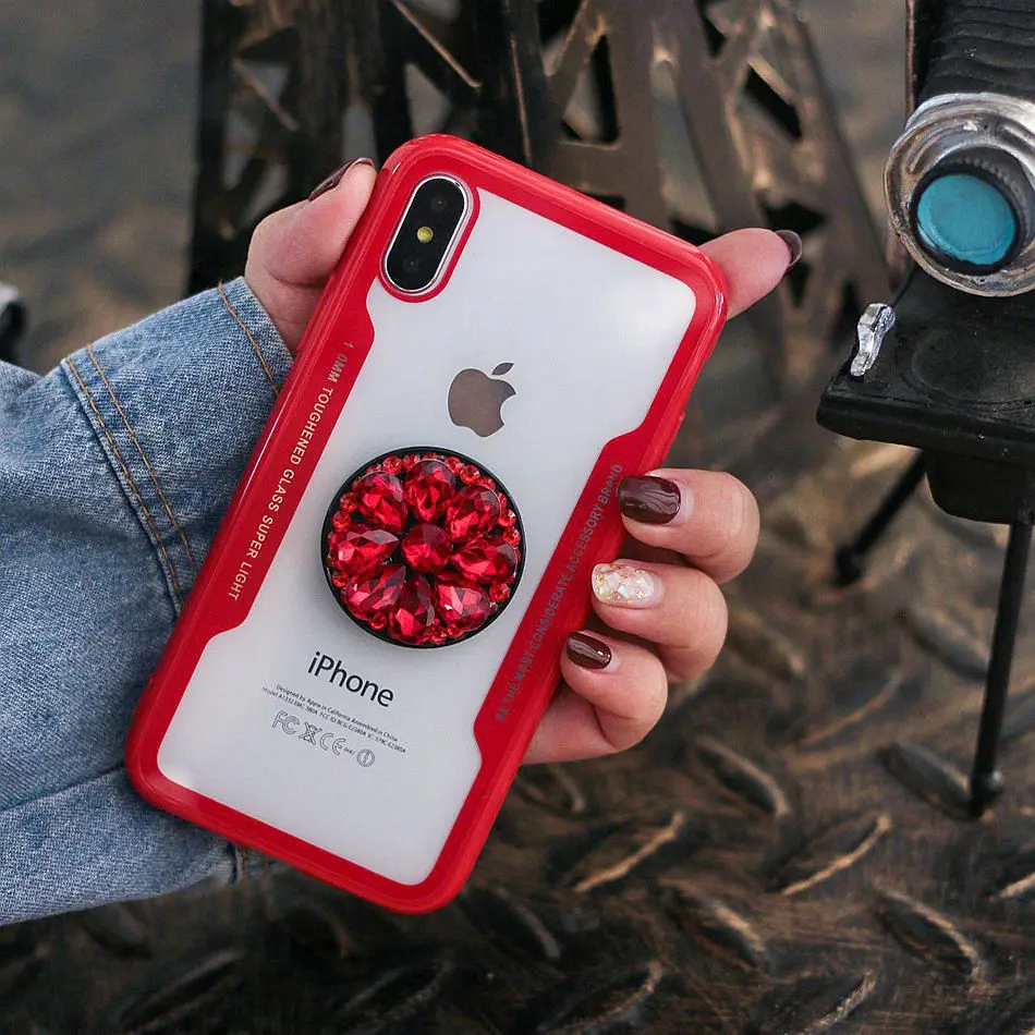 For iPhone 7 8 Plus Case Luxury Glitter Diamond X XS Max XR 6S 6 3D Bling Grip Stand Holder Hard Back Cover |