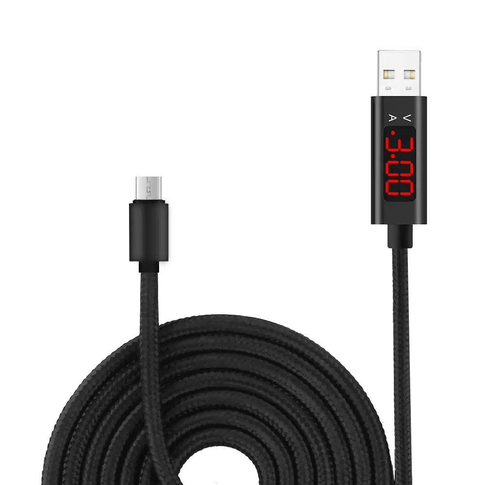 1 м Micro usb type C тестер напряжения тока метр дисплей нейлоновый плетеный кабель быстрой зарядки type-C для samsung S9 Note 8 Android - Цвет: Black Android