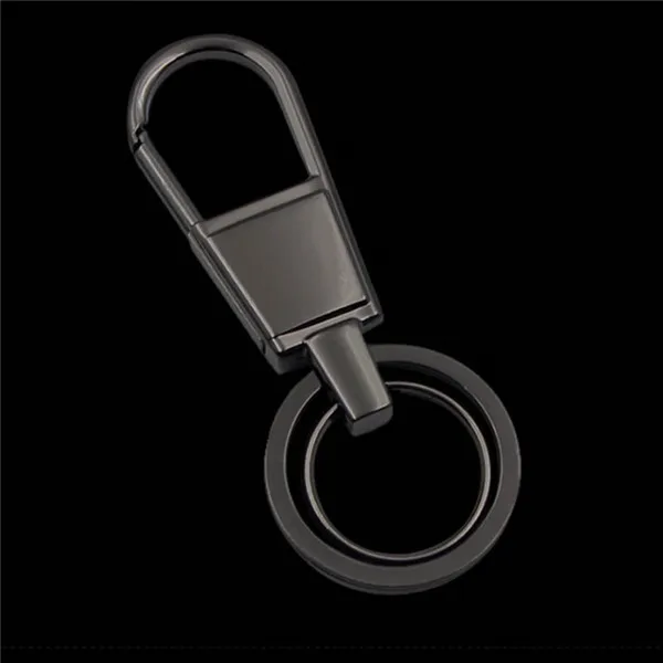 Bycobecy сплав Для мужчин Для женщин Smart Key Holder двойные кольца брелок черный, серебристый цвет ключ Организатор Solid автомобиль ключеник кошельки - Цвет: Black Y1-089