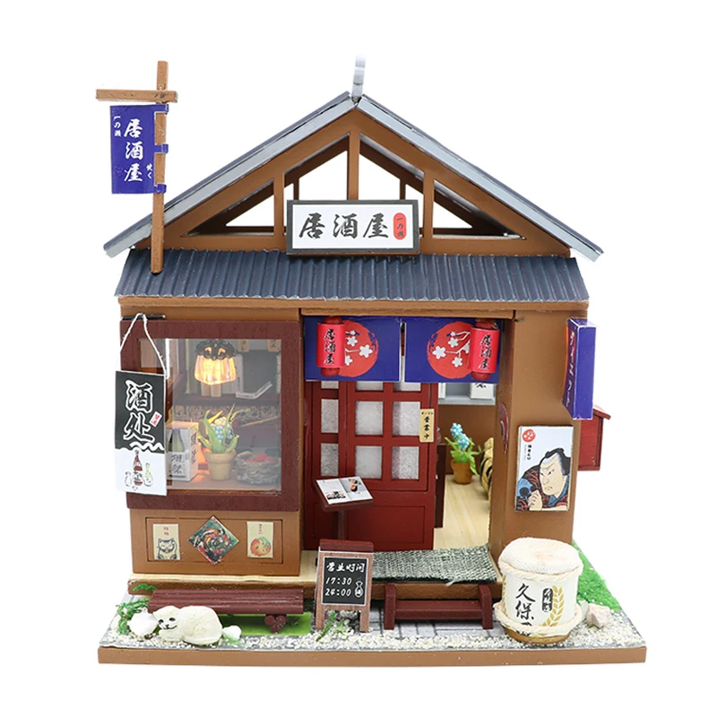 Миниатюрная японская модель Izakaya кукольный дом мебель наборы DIY деревянный домик