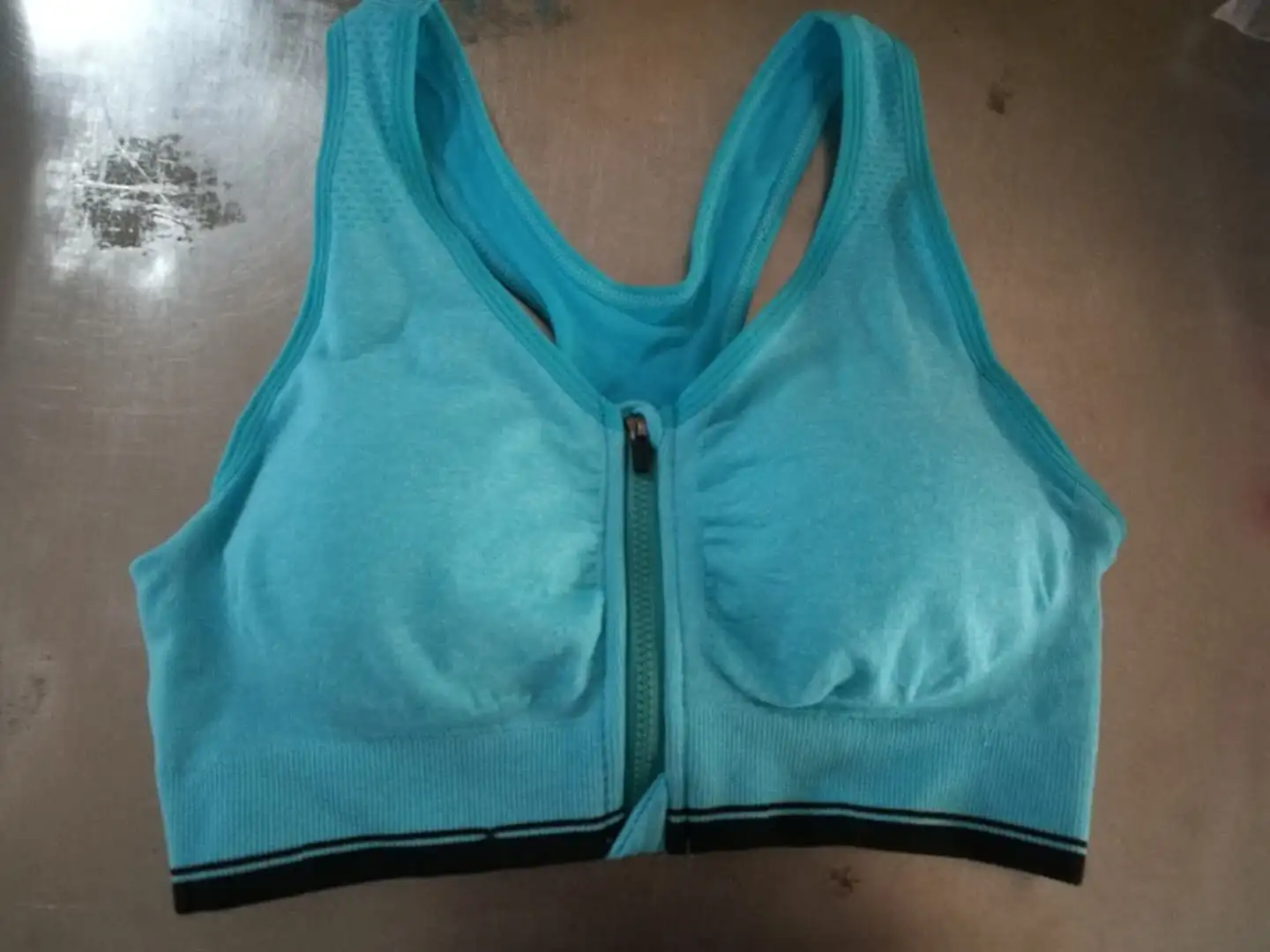 Light Blue Женский спортивный бюстгальтер на молнии с высокой защитой от ударов и бега - Цвет: Light Blue