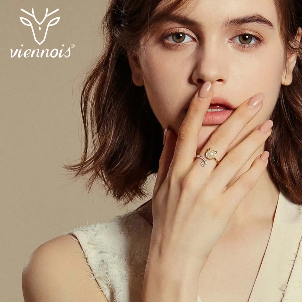 Женские позолоченные кольца в виде кошки с искусственным жемчугом|Кольца| |