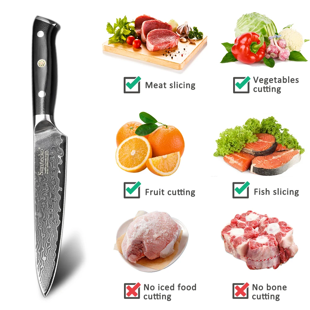SUNNECKO 5 шт. набор кухонных ножей шеф-повара для очистки хлеба Santoku универсальный нож японский Дамаск VG10 сталь инструменты для приготовления пищи G10 Ручка