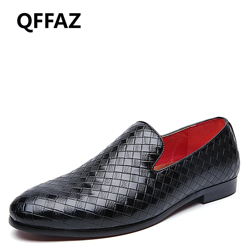 QFFAZ Men Shoes Luxury Brand Braid Leather Casual Driving Oxfords Shoes Men Loafers Moccasins Italian Shoes for Men Flats