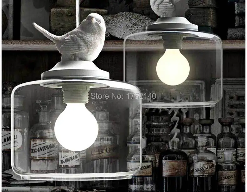 Креативный стеклянный кулон 110В 220В e27.Contemporary and contract personality Retro через резную птицу.