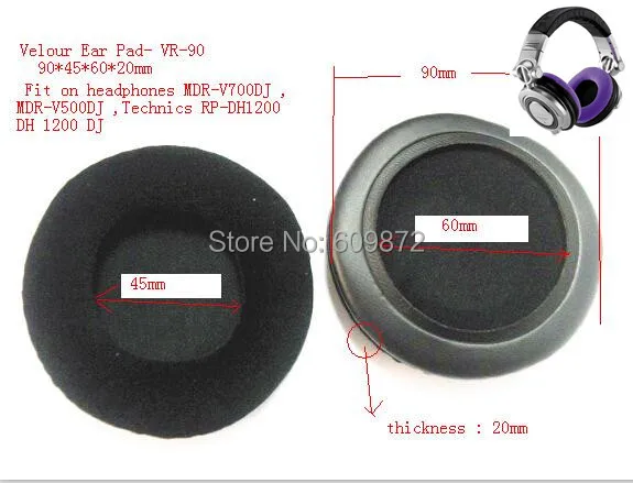 

Linhuipad Replacement 9cm velour Cushions ear pads 90mm for Technics RP-DH1200,HDJ-1000 and HDJ-2000 MDR-V700 HD205 HD215