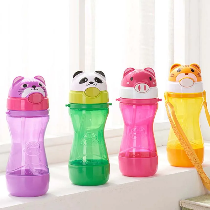 320 мл бутылки младенца PP мультфильм детская чашка с трубочкой ребенка чашки дети