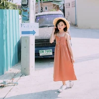 new summer sleeveless cotton solid kids dresses beach girl party dress 4 5 6 7 8 9 10 11 12 13 14 years old baby girl clothes